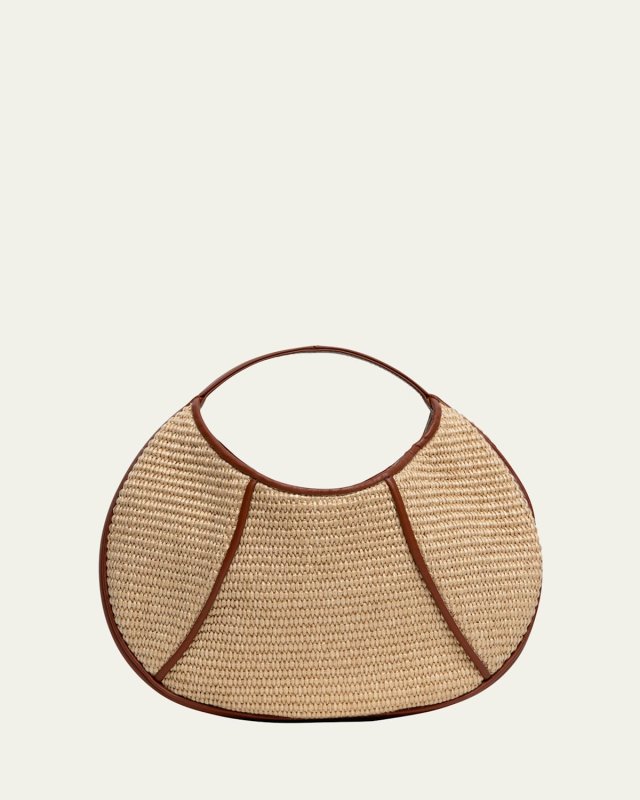 Cory Raffia & Leather Top-Handle Bag